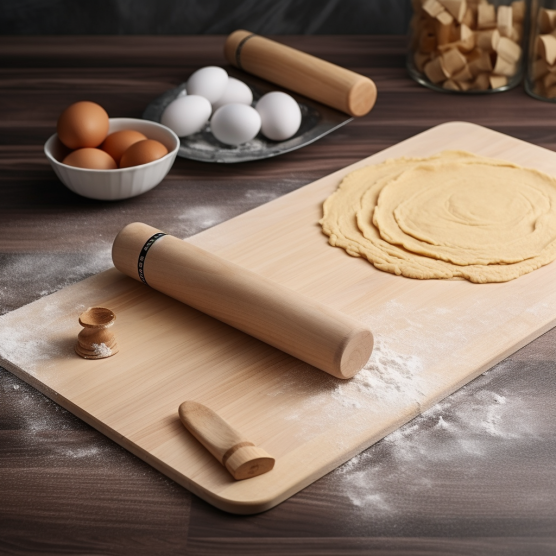 Rouleau à pâtisserie en bois sur une table